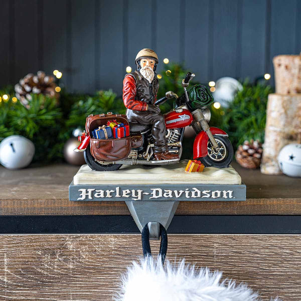 Harley-Davidson Holiday Polyresin Biker Santa 7.5" x 5" Weighted Stocking Holder, HDX-99310