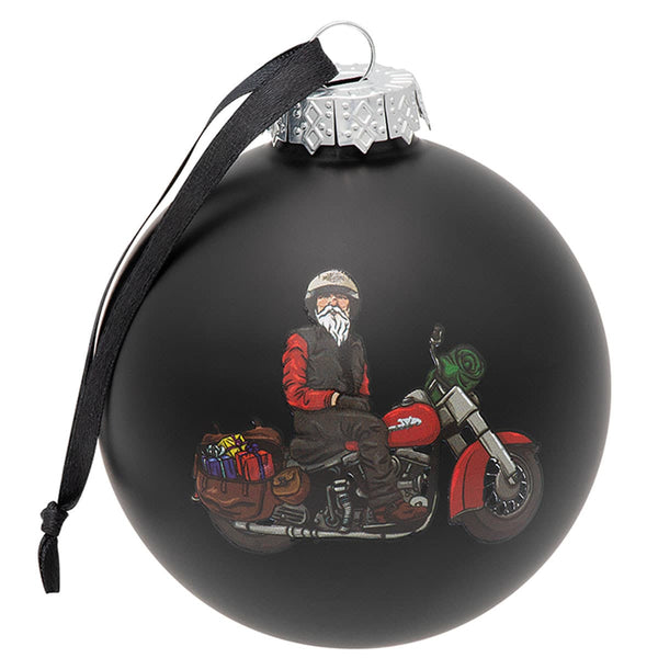 Harley-Davidson Holiday 2024 Dated Biker Santa 3" Glass Ball Ornament, Black HDX-99311