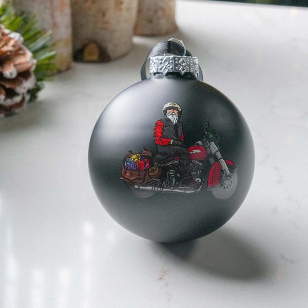 Harley-Davidson Holiday 2024 Dated Biker Santa 3" Glass Ball Ornament, Black HDX-99311