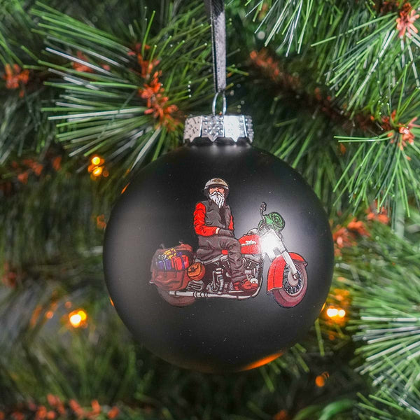 Harley-Davidson Holiday 2024 Dated Biker Santa 3" Glass Ball Ornament, Black HDX-99311