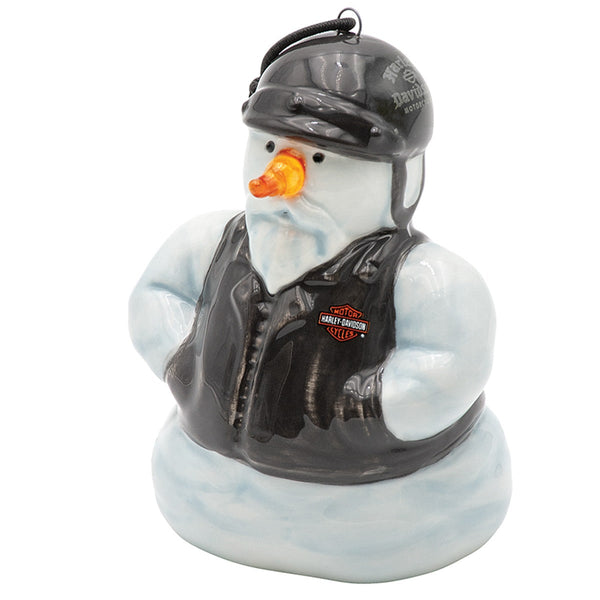 Harley-Davidson Holiday LED Lighting Ceramic 2.9" x 3.5" Biker Snowman, HDX-99318