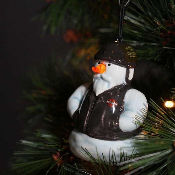 Harley-Davidson Holiday LED Lighting Ceramic 2.9" x 3.5" Biker Snowman, HDX-99318