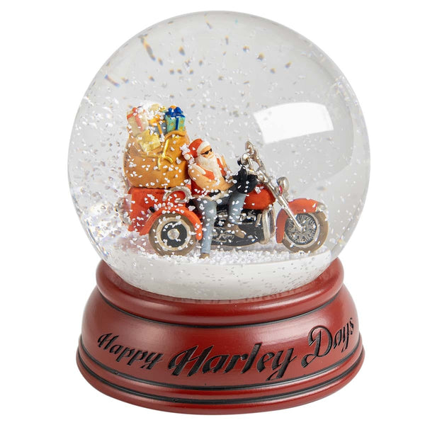 Harley-Davidson 2025 Dated Biker Santa Christmas 5.75" Glass Snowglobe, Red HDX-99346