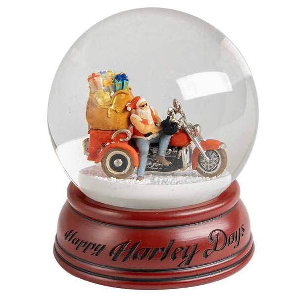 Harley-Davidson 2025 Dated Biker Santa Christmas 5.75" Glass Snowglobe, Red HDX-99346