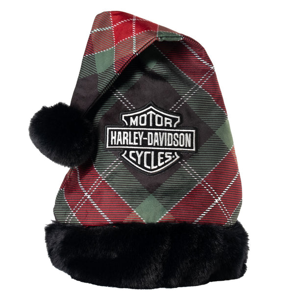 Plaid dog coat with Harley-Davidson logo on a white background