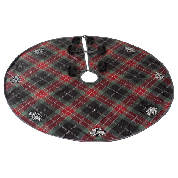 Harley-Davidson Holiday Soft 48" Christmas Tree Skirt, Red/Green Plaid HDX-99350