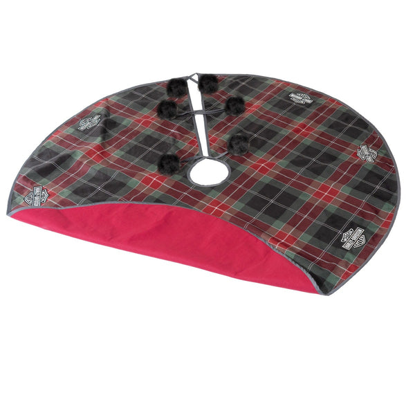 Harley-Davidson Holiday Soft 48" Christmas Tree Skirt, Red/Green Plaid HDX-99350