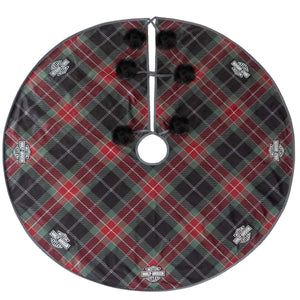 Harley-Davidson Holiday Soft 48" Christmas Tree Skirt, Red/Green Plaid HDX-99350
