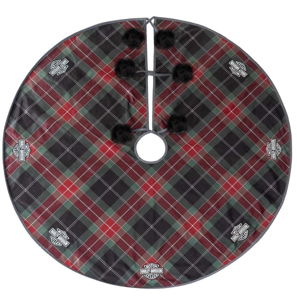 Harley-Davidson Holiday Soft 48" Christmas Tree Skirt, Red/Green Plaid HDX-99350