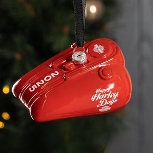 Harley-Davidson 2025 Dated Blown Glass Gas Tank Christmas Ornament, Red HDX-99358