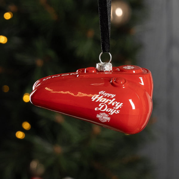 Harley-Davidson 2025 Dated Blown Glass Gas Tank Christmas Ornament, Red HDX-99358