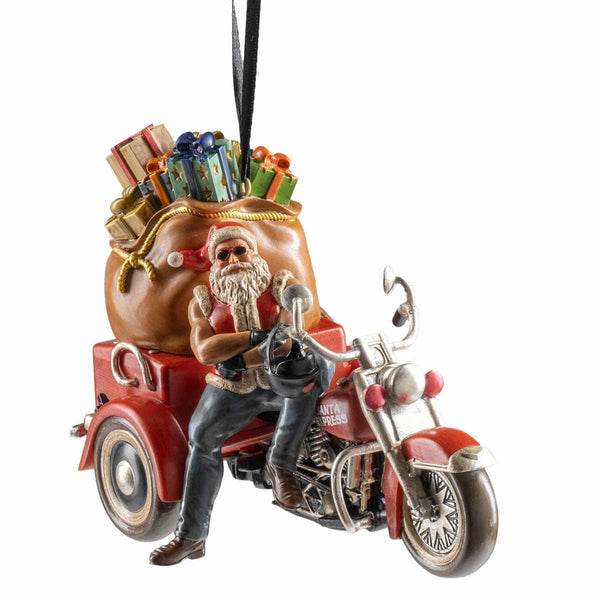 Harley-Davidson 2025 Dated Sculpted Biker Santa Hand Painted Polyresin Christmas Ornament, HDX-99359