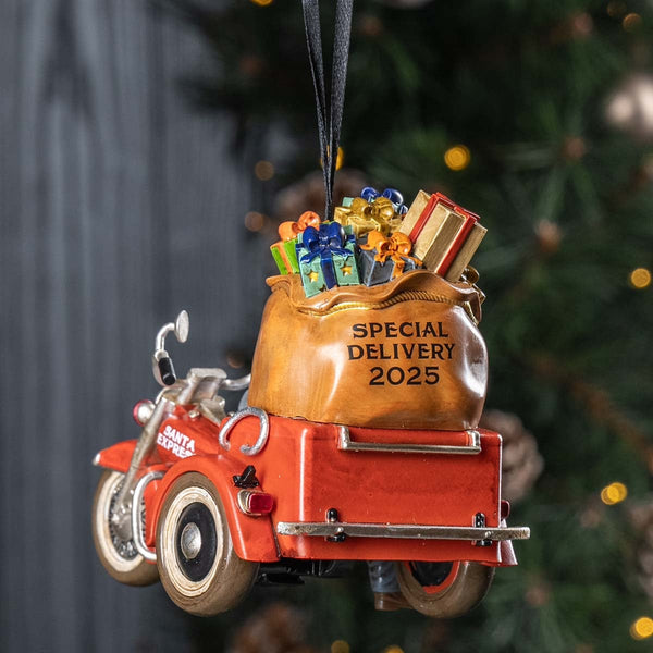 Harley-Davidson 2025 Dated Sculpted Biker Santa Hand Painted Polyresin Christmas Ornament, HDX-99359