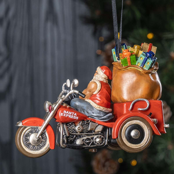 Harley-Davidson 2025 Dated Sculpted Biker Santa Hand Painted Polyresin Christmas Ornament, HDX-99359