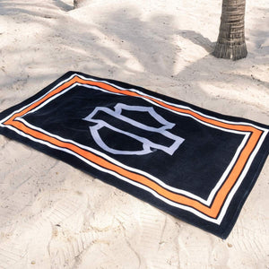 Harley-Davidson Open B&S Logo Ultra-Soft 36"x68" Oversized Beach Towel, Orange/Black HDX-99373