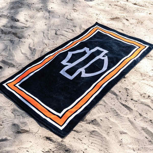Harley-Davidson Open B&S Logo Ultra-Soft 36"x68" Oversized Beach Towel, Orange/Black HDX-99373