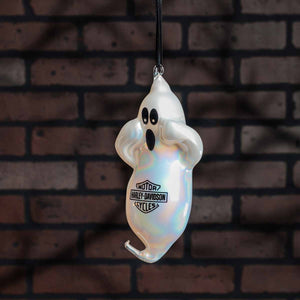 Harley-Davidson Ghost Iridescent Blown Glass Hanging 7" x 3.5" Ornament, HDX-99395