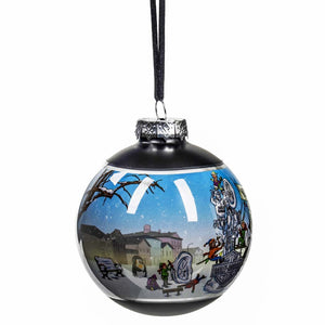 Harley-Davidson Christmas Dated 2026 Biker Santa Scene Glass Hanging Ball Ornament, Matte Black HDX-99409