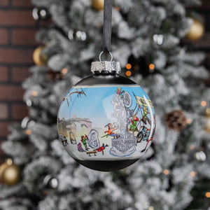 Harley-Davidson Christmas Dated 2026 Biker Santa Scene Glass Hanging Ball Ornament, Matte Black HDX-99409