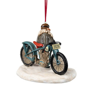 Harley-Davidson Christmas Dated 2026 Custom Sculpted Hand Painted Biker Santa Hanging Ornament, HDX-99414