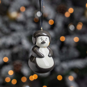 Harley-Davidson Christmas Helmet Penguin Polyresin Hanging Ornament, Black/White HDX-99415