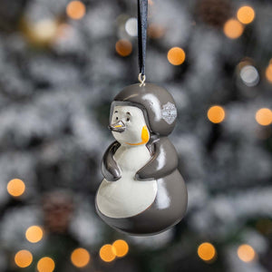 Harley-Davidson Christmas Helmet Penguin Polyresin Hanging Ornament, Black/White HDX-99415