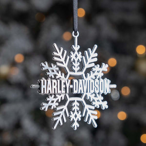 Harley-Davidson Christmas Snowflake Custom Tooled Hanging Pewter Ornament, Metal HDX-99417