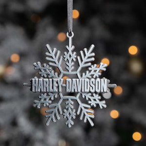 Harley-Davidson Christmas Snowflake Custom Tooled Hanging Pewter Ornament, Metal HDX-99417