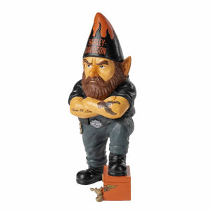 Harley-Davidson Custom Sculpted Polystone 11.5" x 5.5" Biker Mechanic "Mack" Gnome, Black HDX-99429
