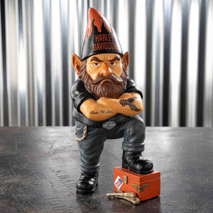 Harley-Davidson Custom Sculpted Polystone 11.5" x 5.5" Biker Mechanic "Mack" Gnome, Black HDX-99429
