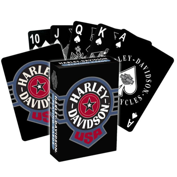 Harley-Davidson Fatboy Logo Long Lasting Plastic Playing Cards, Black/White DW632