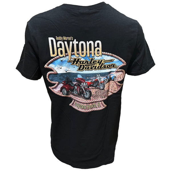 Teddy Morse's Daytona Harley-Davidson Men's Trike Beach'in Short Sleeve Shirt, Black