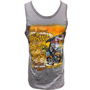 Gray tank top with Harley-Davidson graphic design on a white background