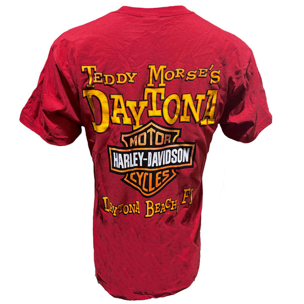 Teddy Morse's Daytona Harley-Davidson Men's Shark Fink Short Sleeve Shirt, Red