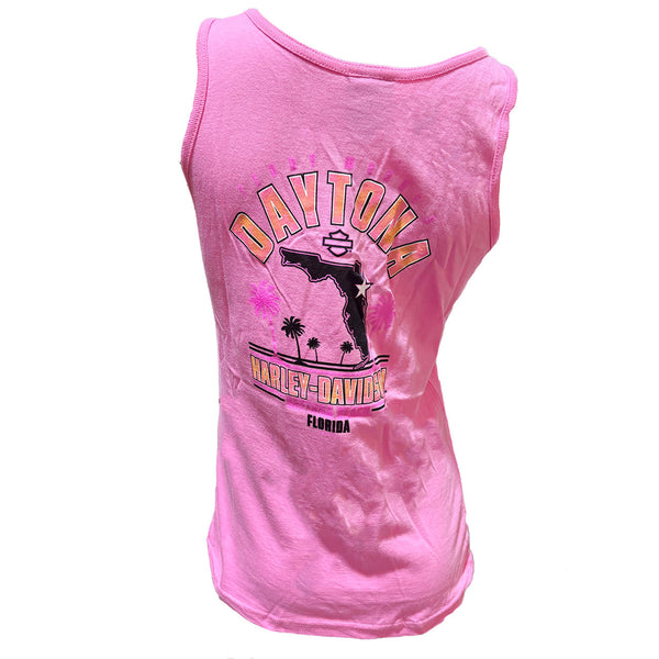 Teddy Morse's Daytona Harley-Davidson Women's Floral Bouquet Sleeveless Shirt, Pink