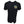 Black t-shirt with a colorful logo on the chest against a white background