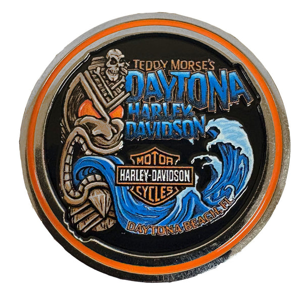 Teddy Morse's Daytona Harley-Davidson Cryptic Tiki Wave Challenge Coin, Metal HD226673
