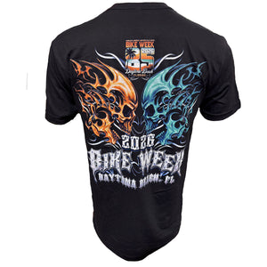 Official Daytona Bike Week 2026 Men's Dueling Skulls Short Sleeve Shirt, Black
