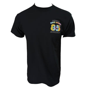 Black t-shirt with colorful graphic on a white background 85TH DAYTONA BIKE WEEK 