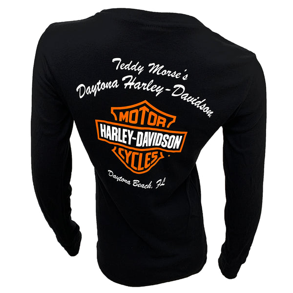 Teddy Morse's Daytona Harley-Davidson Women's Exclusive Iconic Logo Crew Neck Long Sleeve Sweatshirt, Black