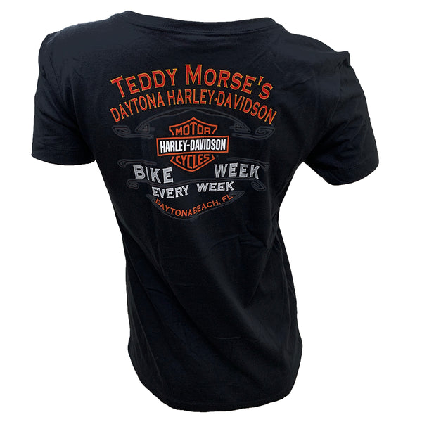 Teddy Morse's Daytona Harley-Davidson Women's Every Week Bike Week Short Sleeve Shirt, Black
