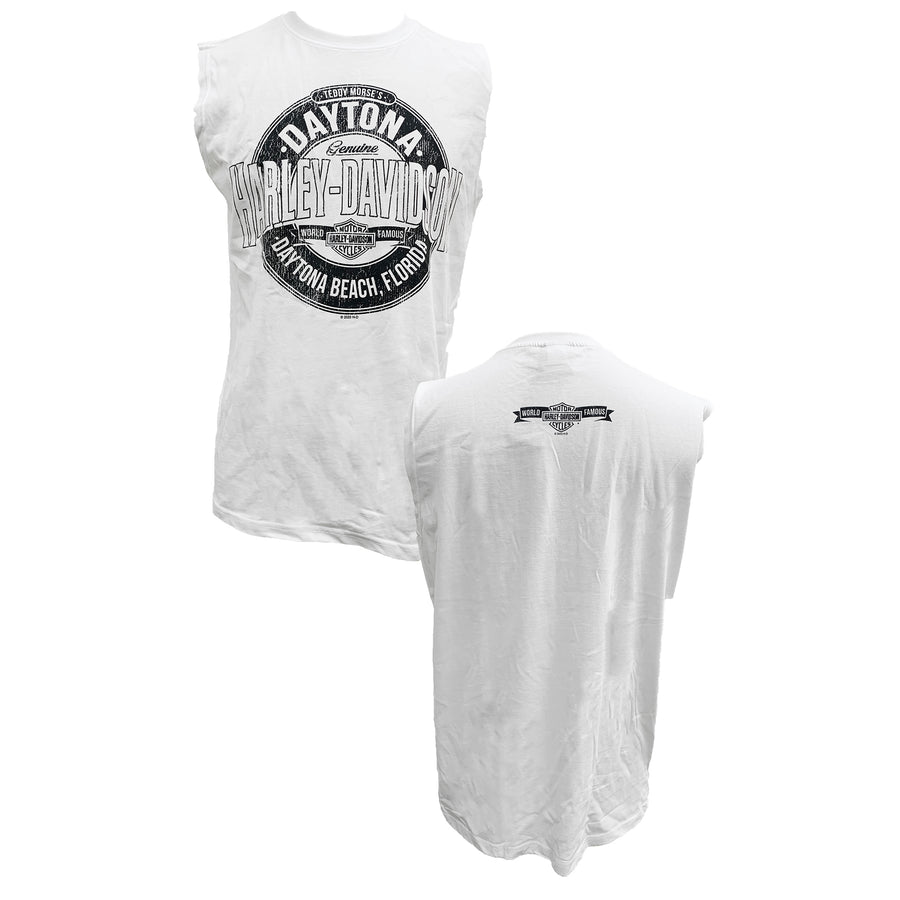 Teddy Morse's Daytona Harley-Davidson Exclusive Men's Crusader Sleeveless Muscle Shirt, White