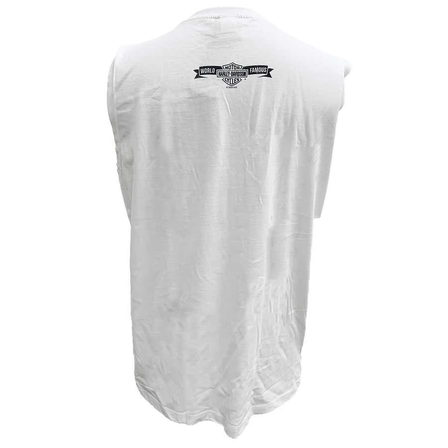 Teddy Morse's Daytona Harley-Davidson Exclusive Men's Crusader Sleeveless Muscle Shirt, White