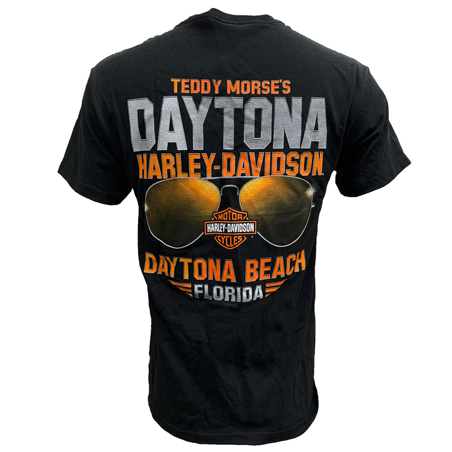 Teddy Morse's Daytona Harley-Davidson Men's Exclusive Aviator Short Sleeve Shirt, Black