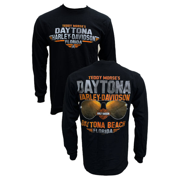 Teddy Morse's Daytona Harley-Davidson Men's Exclusive Aviator Long Sleeve Shirt, Black