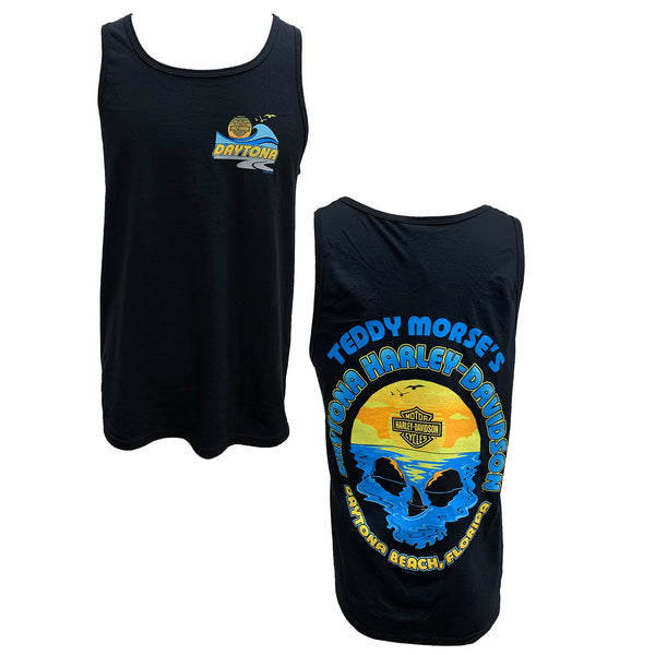 Teddy Morse's Daytona Harley-Davidson Men's Exclusive Daybreak Tank Top Sleeveless Shirt, Black