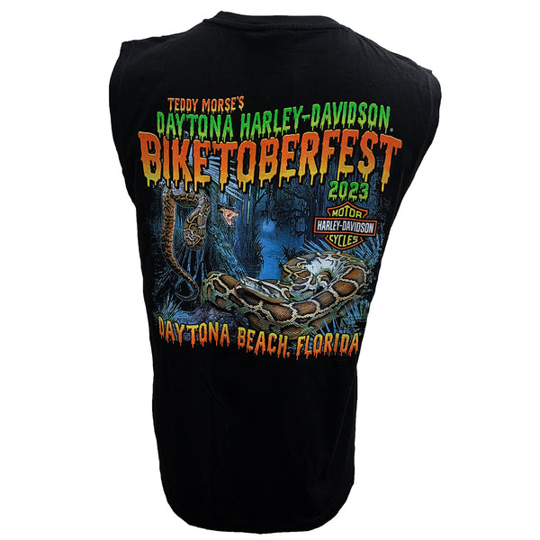 Teddy Morse's Daytona Harley-Davidson Men's Biketoberfest 2023 Python Sleeveless Muscle Shirt, Black