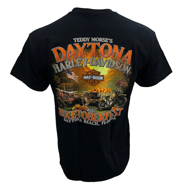 Teddy Morse's Daytona Harley-Davidson Men's Biketoberfest 2023 Pumpkin Patch Short Sleeve Shirt, Black