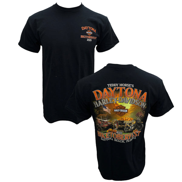 Teddy Morse's Daytona Harley-Davidson Men's Biketoberfest 2023 Pumpkin Patch Short Sleeve Shirt, Black