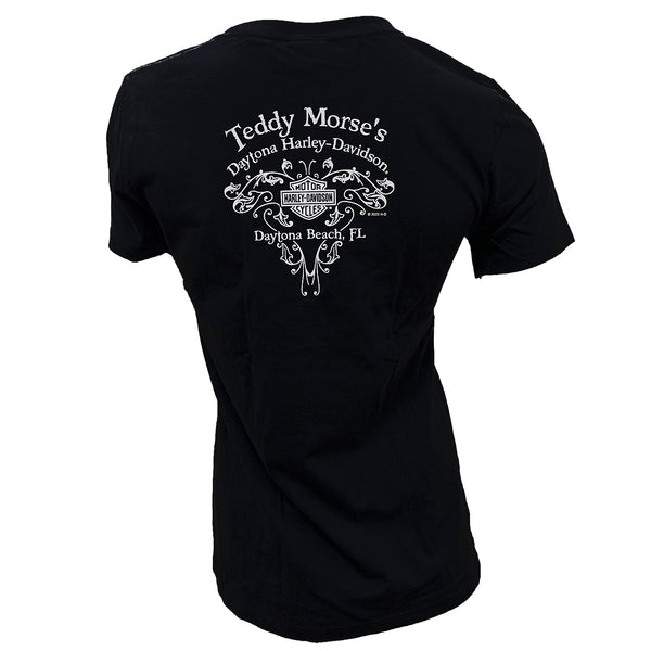 Harley-Davidson Women's Wreath Short Sleeve Holiday Shirt, Black